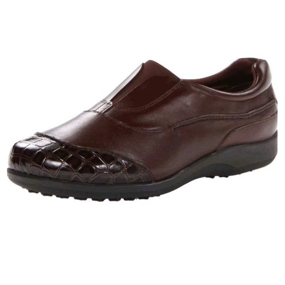 Walking Cradles Womens Slip On Leather Brown Casual Shoes W0315287 Crocodile~6.5